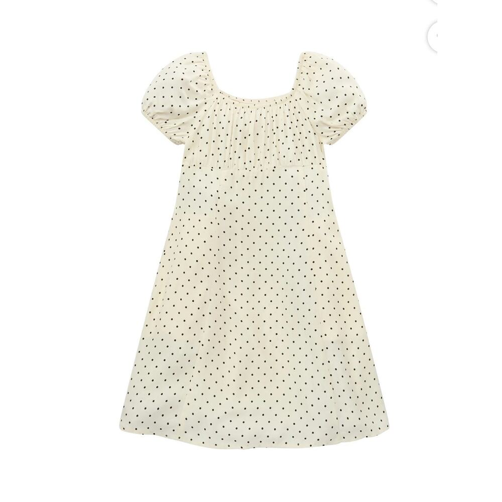 Weekend Academy Girls Polka Dot Short Puff Sleeve Babydoll Dress Medium (7-8)